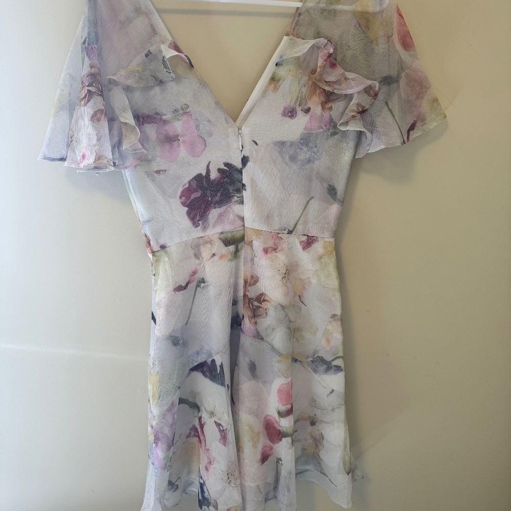 New Ted Baker, 0 London Floral Mini Dress - Pink and Purple - Picture 5 of 8